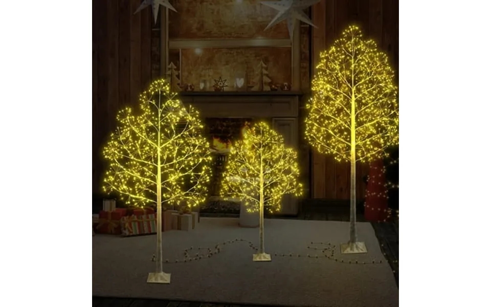 White Christmas Lighted Brich Trees Set With 6ft Birch 5ft Birch 4ft Birch Artificial Birch Christmas Tree With Warm Yel