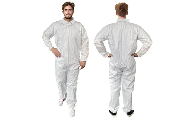 White Disposable Coveralls Large Size 66 Long Waterproof 60 Hazmat Suits With Breathable Microporous 60 Gsm Polypropylen product image