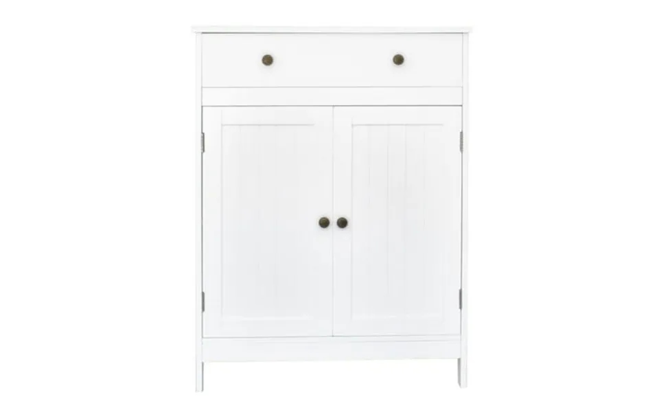 White Wooden Bathroom Floor Cabinet Storage Cupboard W Shelves Free Stand