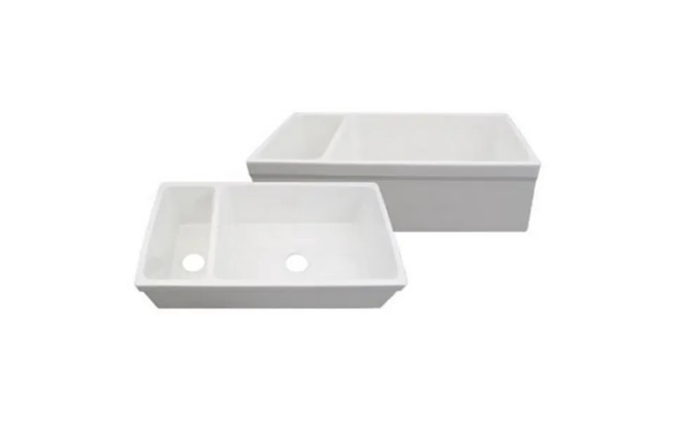 Whitehaus Whqdb542-white Double Bowl Fireclay 36 Farm Kitchen Sink White