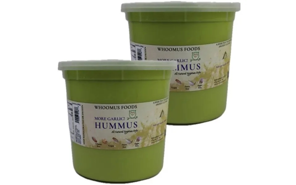 Whoomus All Natural Gourmet Hummus For Garlic Lovers - Party Size 64oz 2 Pack