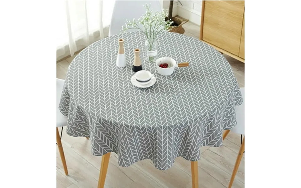 Widshovx 39 Inches Round Linen Lattice Tablecloth Dust-proof Table Cover For Party Table Cover Kitchen Dinning Tabletop