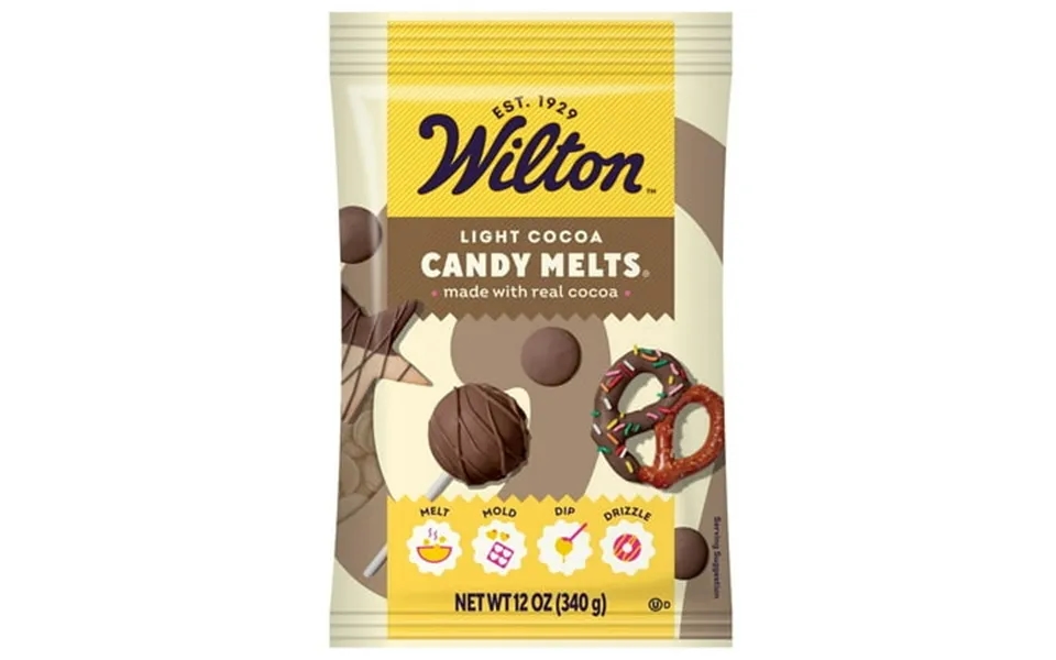 Wilton Light Cocoa Candy Melts Chocolate-flavored 12oz. Bag For Baking & Candy Making Wafer Chips