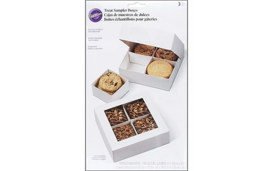 Wilton Treat Boxes W Removable Trays 3 Pkg-4 Cavity White 6.25 X6