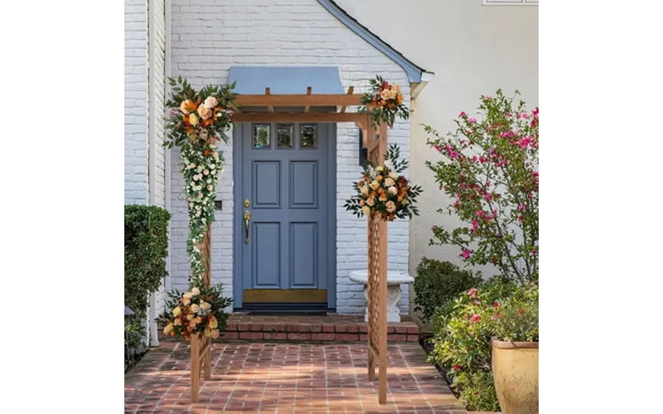 Winado Garden Arbor Arch Wooden Arbor Trellis Pergola Arch Flat-topped For Climbing Plants Yard Patio