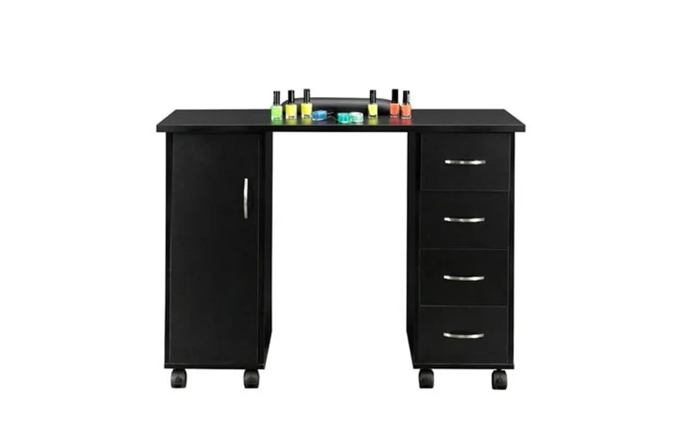 Winado Manicure Nail Table Beauty Salon Station Desk Black With Wheels
