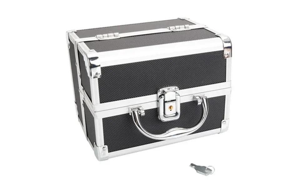 Winado Professional Aluminum Makeup Train Case Jewelry Storage Box Travel Cosmetic Organizer Black