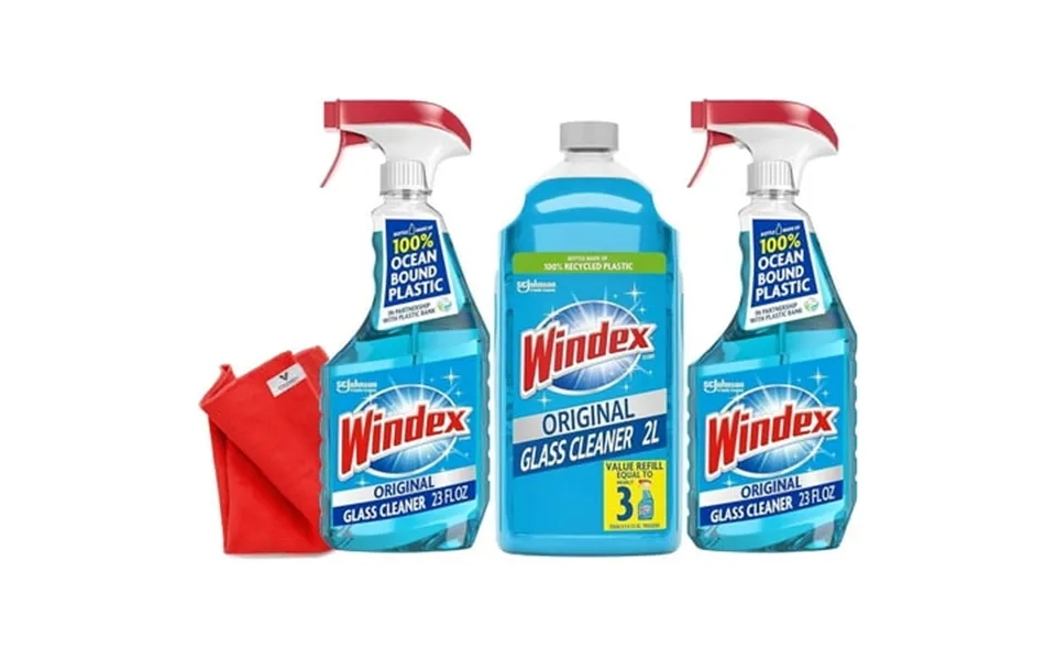 Windex Glass Cleaner Bundle 2 Spray 32 Fl Oz Each And 1 Gallon Refill Original No Scent With Microfiber Cleaning Cloth