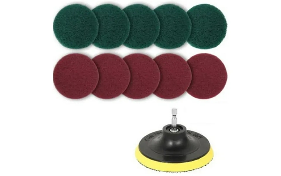 Wnexope 4 Inch Drill Power Brush Tile Scrubber Scouring Pads Cleaning Kit Includes Drill Attachment 5 Red Pads And 5 Gre