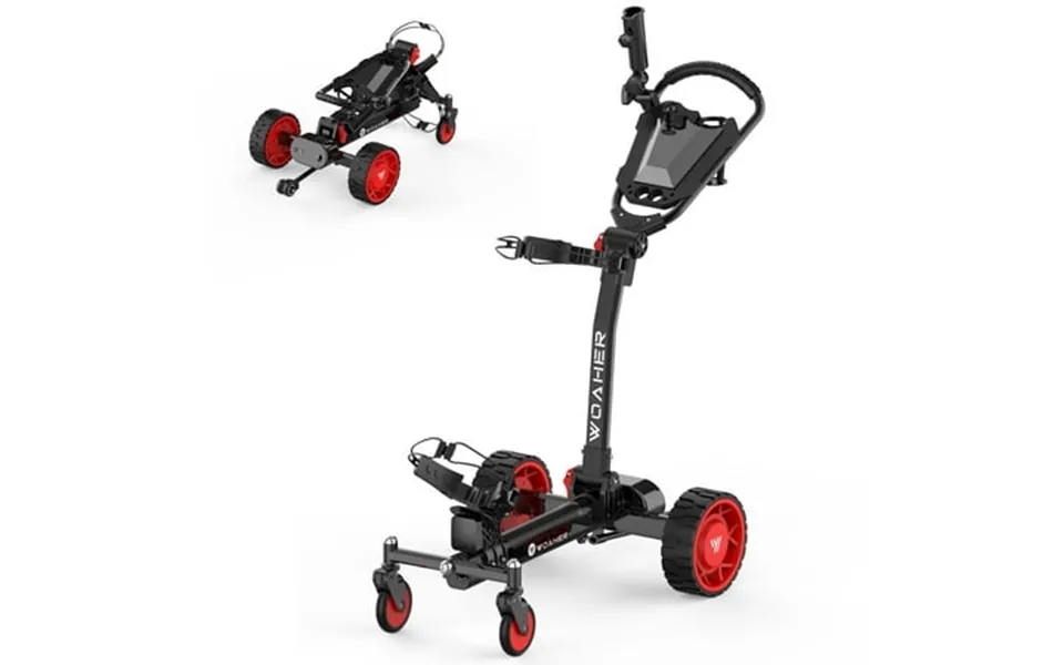 Woaher All Terrain Electric Golf Push Cart 4 Wheel Foldable Autofollow Dual Motors 25 Mile Range