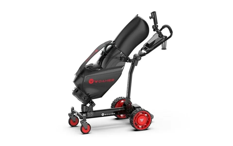 Woaher All Terrain Electric Golf Push Cart With Bag 4 Wheel Foldable Autofollow Dual Motors 25 Mile Range