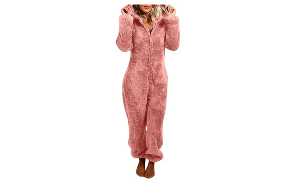 Women Long Sleeve Hooded A Line Zip Jacket Women Jumpsuit Pajamas Casual Winter Warm Fossa Jacket Rompe Sleepwear Ladies