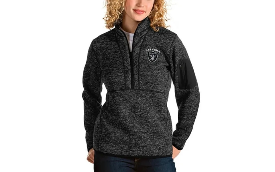 Women S Antigua Heather Black Las Vegas Raiders Fortune Half-zip Pullover Jacket