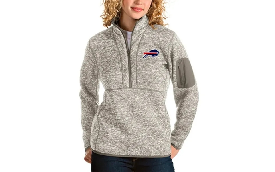 Women S Antigua Oatmeal Buffalo Bills Fortune Half-zip Pullover Jacket