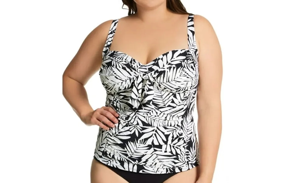 Women S Bleu Rod Beattie O22401x Plus Size Urban Oasis Tie Front Tankini Swim Top Black 16w