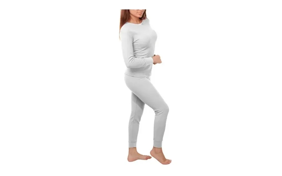 Women S Cotton Waffle Knit Thermal Underwear Stretch Shirt & Pants 2pc Set M White