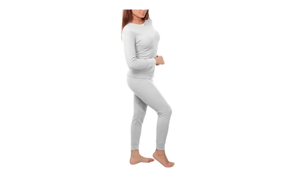 Women S Cotton Waffle Knit Thermal Underwear Stretch Shirt & Pants 2pc Set S White