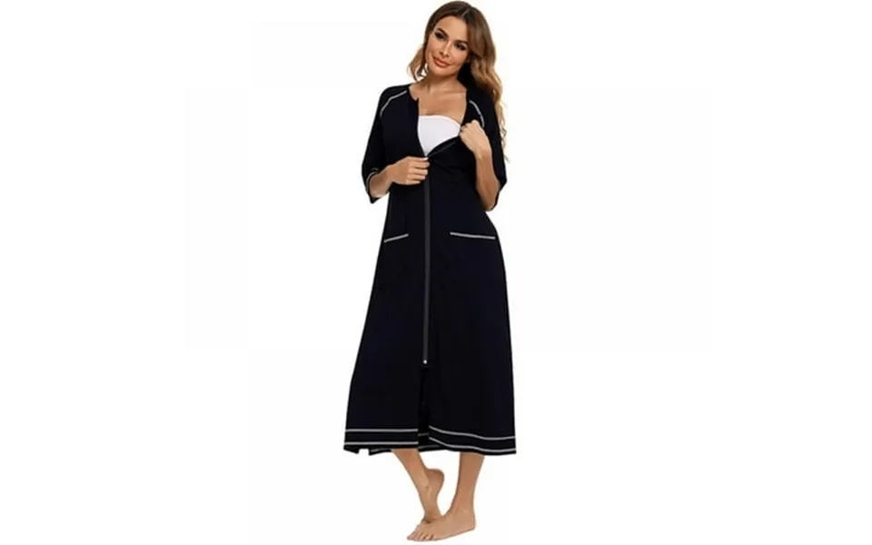 Women S Pajamas Large Size Casual Nightdress Round Neck Nightgown Short-sleeved Zipper Pajamas S-