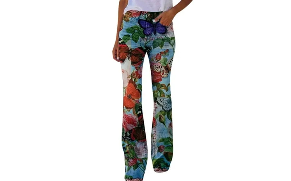 Women S Plus Bell Bottom Pants Dressy Casual Elastic Waist Trendy Floral Print Flared Baggy Loose High Waisted Jeans Tro