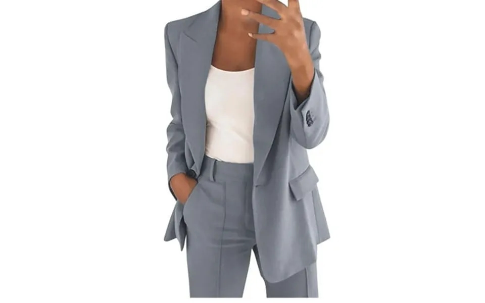 Women S Tailored Trouser Suits Two Piece Lapels Suit Set Business Long Sleeve Button Formal Suit Slim Loose Suit Trouser