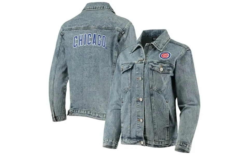 Women S The Wild Collective Chicago Cubs Team Patch Denim Button-up Jacket