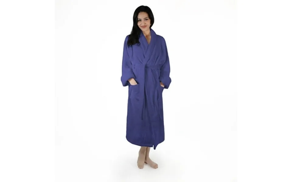 Women S Turkish Cotton Terry Ultra-soft And Absorbent Long Bathrobe Navy Blue
