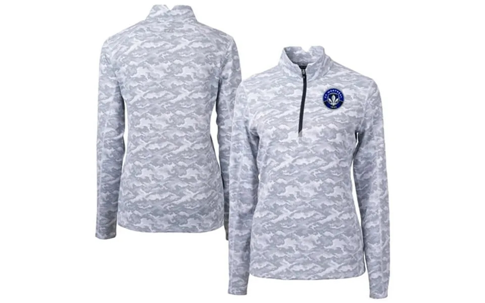 Women S-cutter & Buck Charcoal Cf Montreal Traverse Stretch Eco Camo Print Quarter-zip Pullover Top