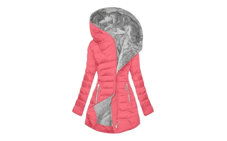 Womens Fleece Lined Soft Jacket Hooded Windproof Quilted Puffer Down Jacket Winter Thicken Padded Coat Warm Parka Jacket