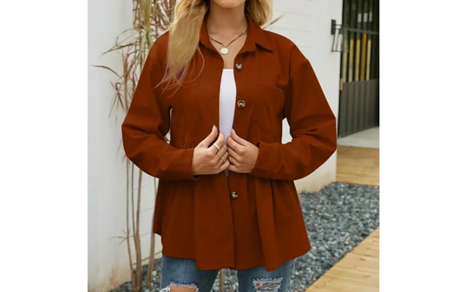 Womens Lapel Shirts Corduroy Long Sleeve Button Down Shirts Jacket Tops Yutnsbel