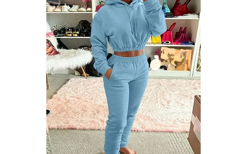 Womens Long Sleeve Hooded Athleisure Suit Hoodie Trousers Two Piece Yutnsbel