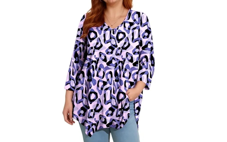 Womens Plus Size Tops Casual 3 4 Sleeve Dressy Tunic Tops Fall Loose Fit Blouses