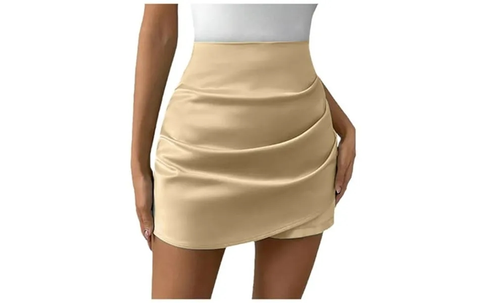 Womens Shorts 2025 Summer Ruched Wrap Asymmetrical Hem Skort High Waist Trendy Casual Shorts S-xl