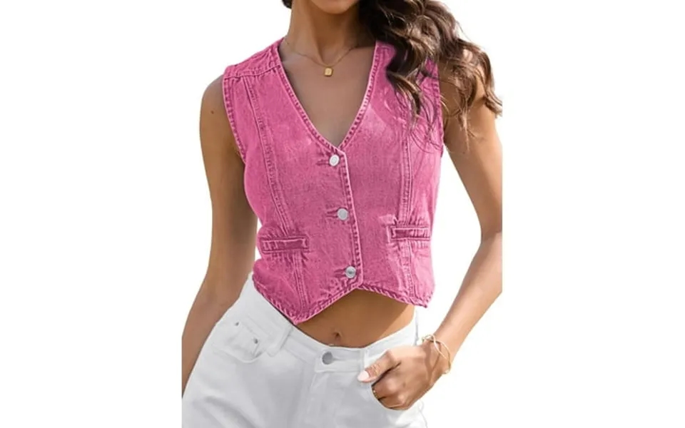 Womens Summer Cropped Denim Vest V-neck Crop Western Jean Vest Top For Women Country Trendy Outfits