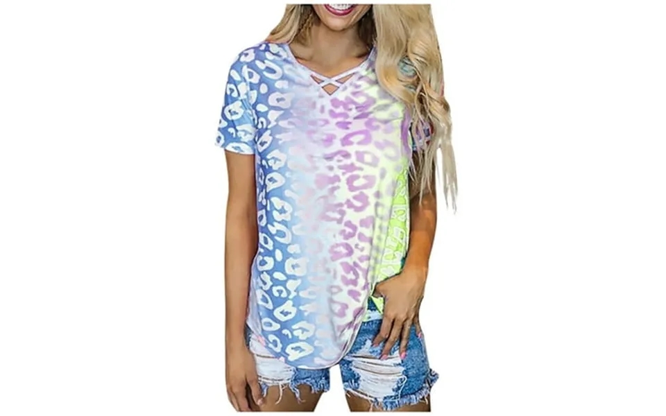 Womens Tops Clearance Under 5 Women S Casual Tie-dye T Shirt O-neck Gradient Short Sleeve Tee Tops Blouses
