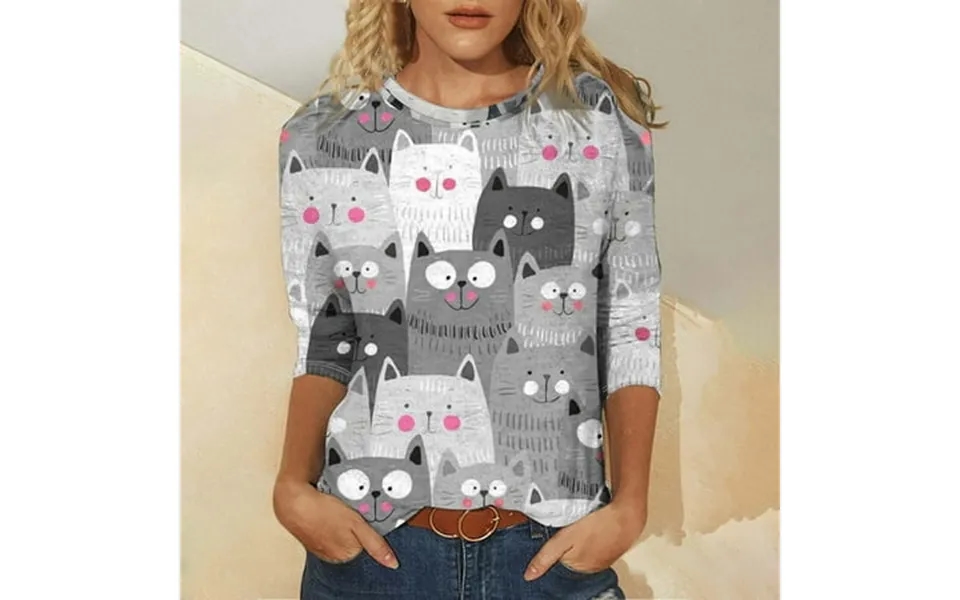 Womens Tops For 5 Tops For Women Casual Spring Summer Women S Spring Printed Mid-length 3 4 Sleeves O-neck Casual Tee To