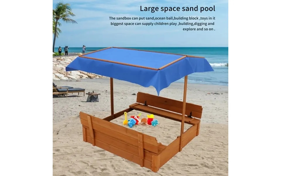 Wood Sandbox With Cover Sand Box With 2 Bench Seats For Aged 3-8 Years Old Sand Boxes For Backyard Garden Sand Pit For B