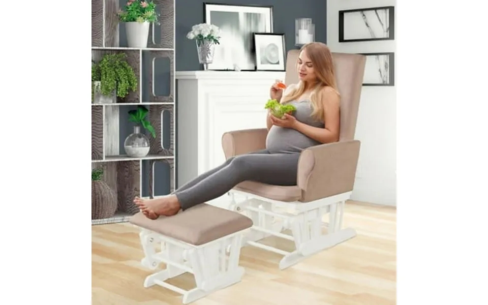 Wooden Baby Nursery Glider And Ottoman Cushion Set-pink