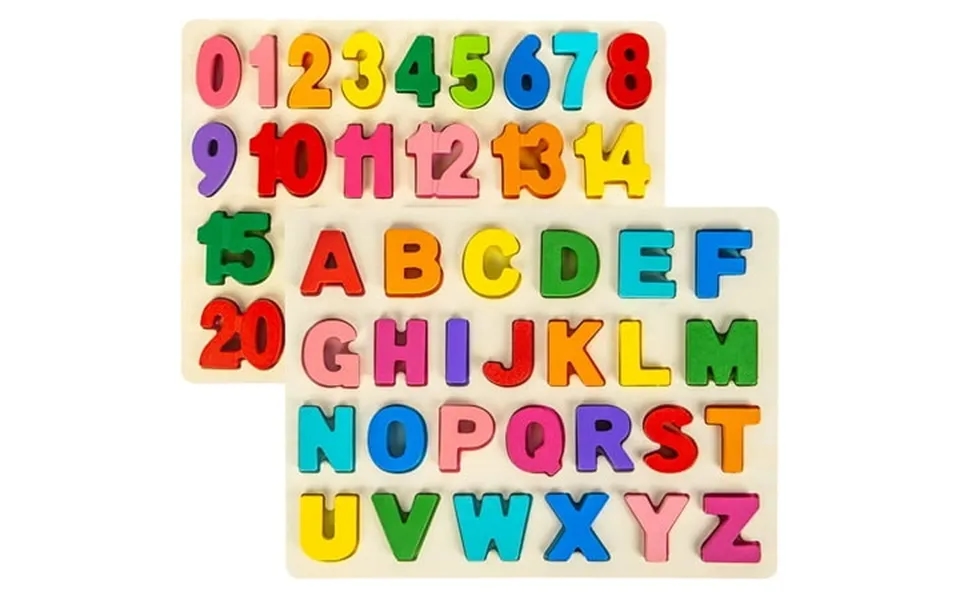 Wooden Puzzles For Toddlers Alphabet Puzzle And Number Puzzle 2 In 1 Preschool Educational Learning Toys With Chunky Woo