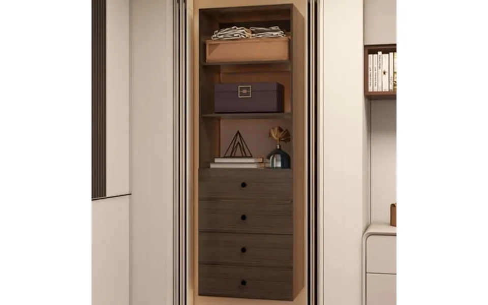 Wrr Modular Closet System With 4 Drawers Walk-in Closet System With Hangingrod Heavy Duty For Bedroom Built In Clothes S