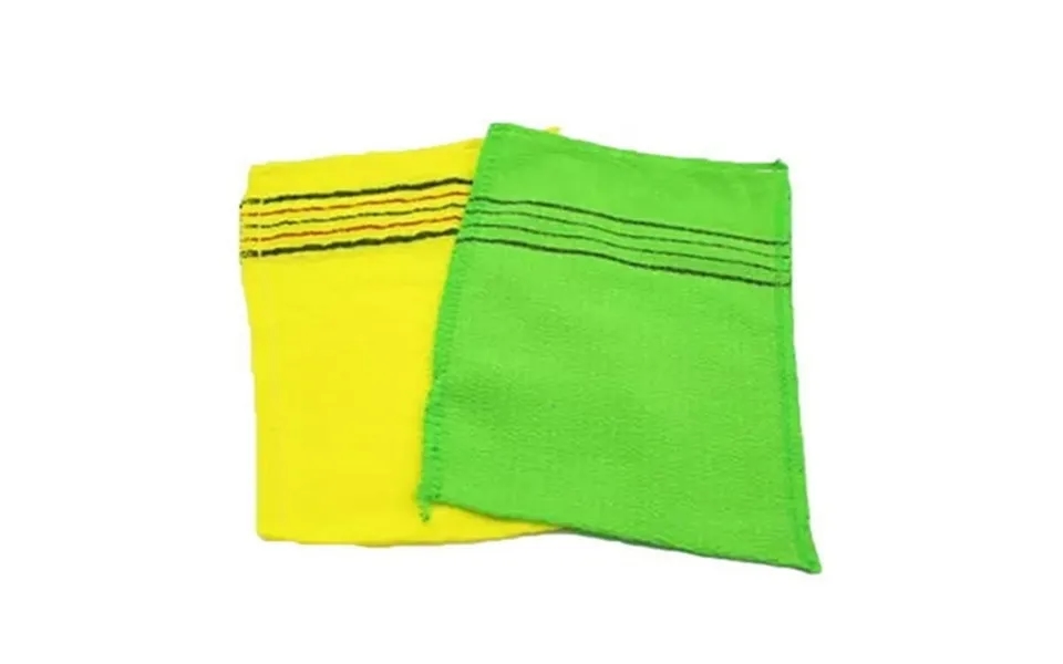 Wuweikeji 2 Pack Yellow And Green Dual-sided Body Scrub Shower Towel Exfoliating Bath Washcloth Fiber Material 5