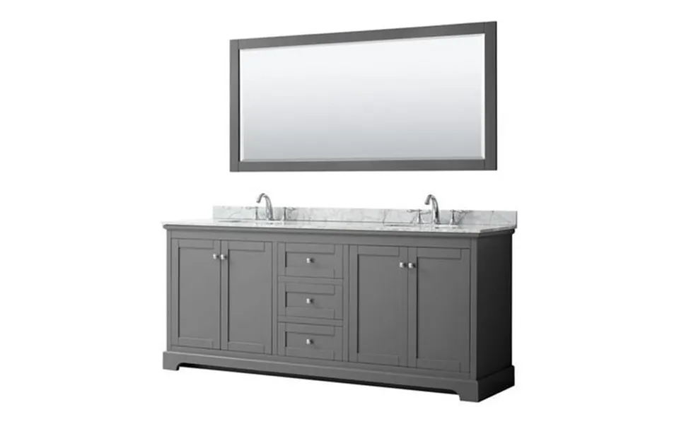 Wyndham Collection Avery 80 Oval Sinks Wood Double Bathroom Vanity In Dark Gray