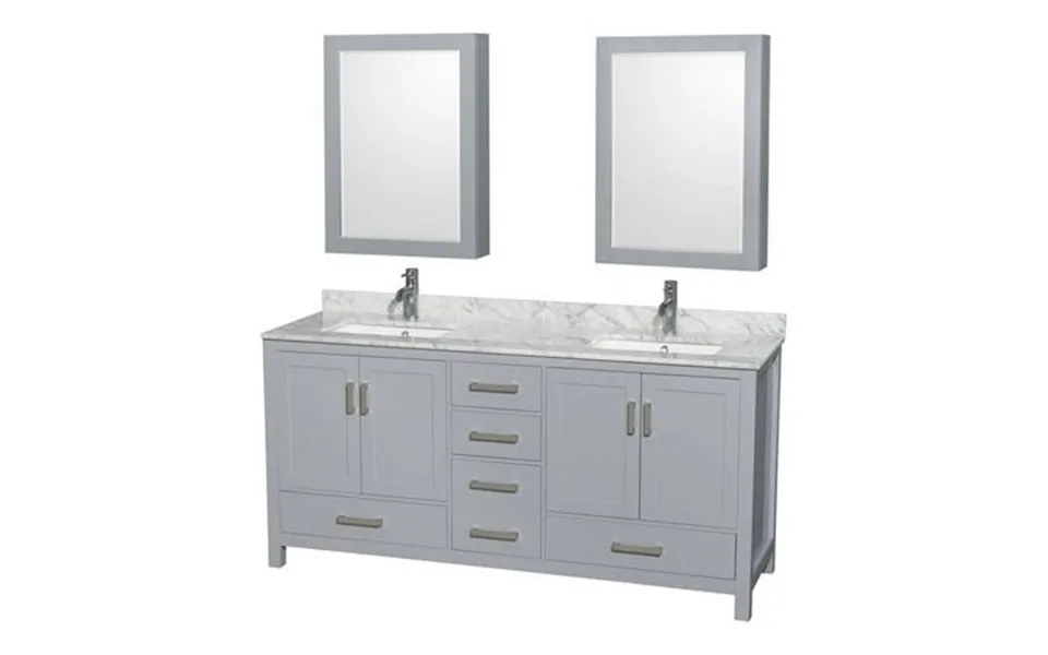 Wyndham Collection Sheffield 72 Marble Double Bathroom Vanity In White Gray