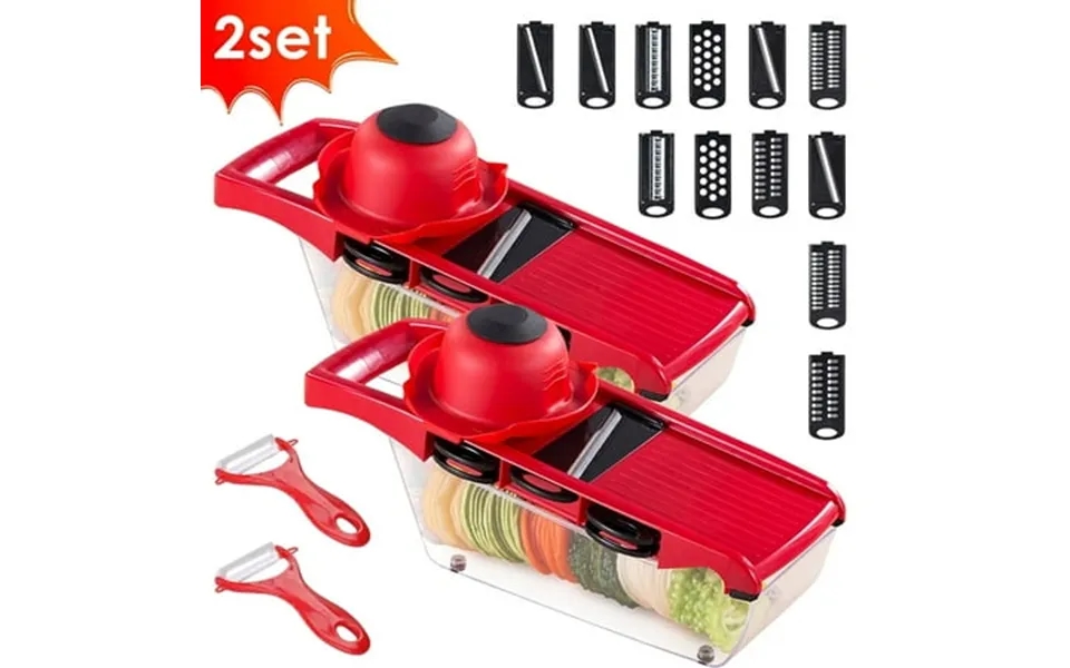 Xiyztok 2pcs Vegetable Cutter With 6 Blades Multifunctional Mandoline Onion Chopper Time Saving Vegetable Fruits Dicer K