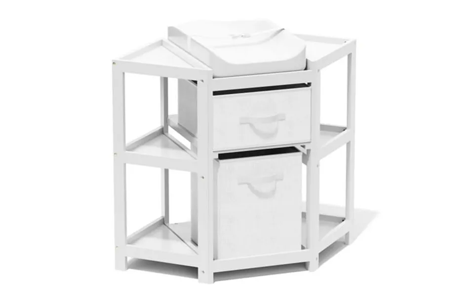 Xjd Baby Corner Changing Table Diaper Changing Station With Storage Drawers With Laundry Hamper Storage Bin And Contoure