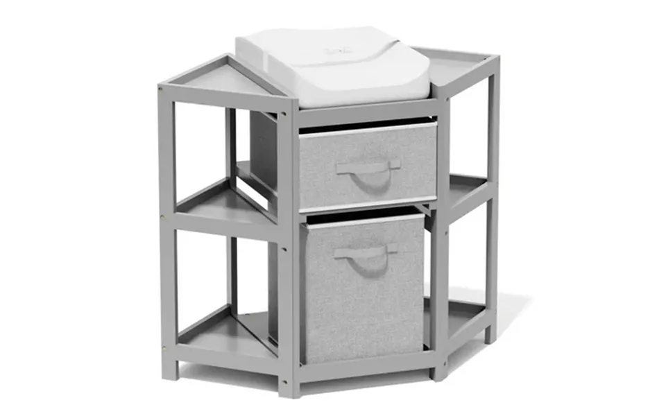 Xjd Corner Baby Changing Table Diaper Changing Station With Storage Drawers With Laundry Hamper Storage Bin And Contoure