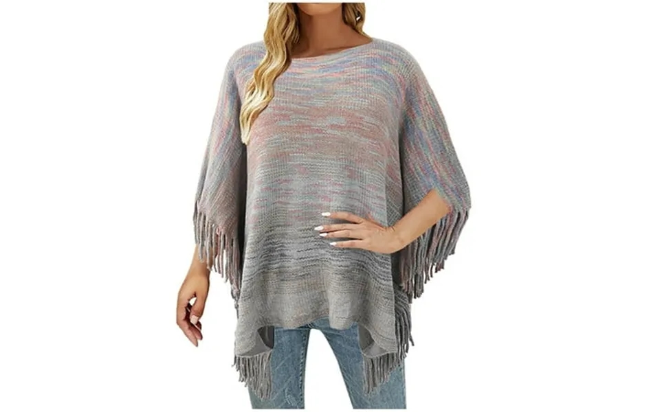 Xmmswdla Blouses For Women Womens Tops Shirt Sales Clearance Plus Size Women Tassel Fringed Cloak Sweater Striped Fringe