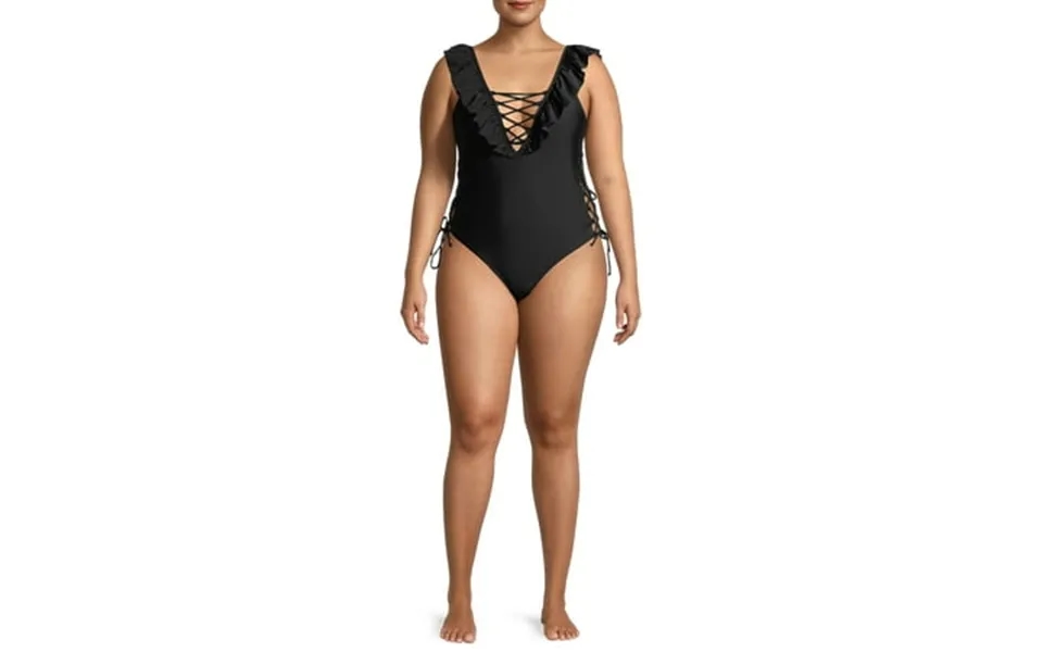 Xoxo Women S Plus Size Frill Lattice One Piece Swimsuit