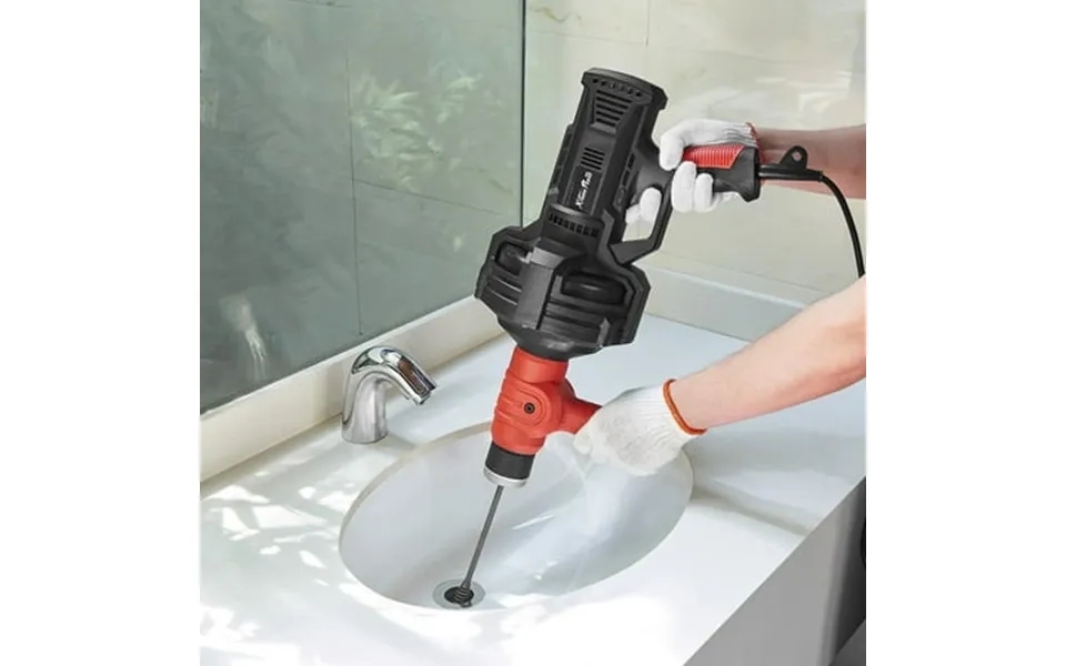 Xtremepowerus Auto Feed Drain Auger Snake - Handheld 25 Ft 3 4 -2 Pipes Red Black