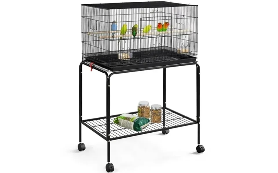 Yaheetech 47-in Flight Birdcage With Rolling Stand For Small Birds Parrots Parakeets Conures Black