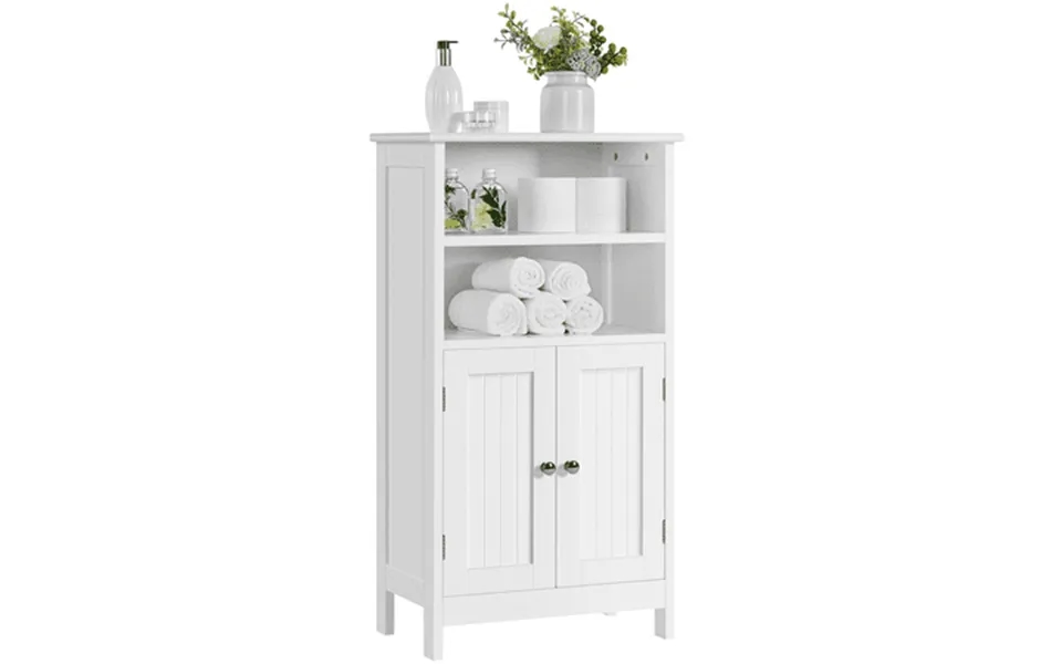 Yaheetech 5-tier Bathroom Floor Cabinet With Double Door And Adjustable Shelf White